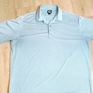 FootJoy Men's 2XL Blue Striped Golf Polo